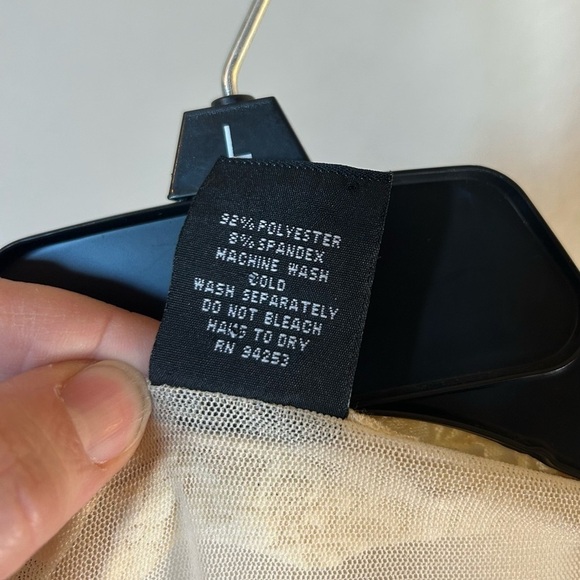 Sheer Blouse Woman’s XL Long Sleeve Top Laced Translucent Bodice Form Fitting - Picture 9 of 9